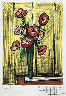 ベルナール・ビュッフェ「アネモネ」版画33×24.5cm