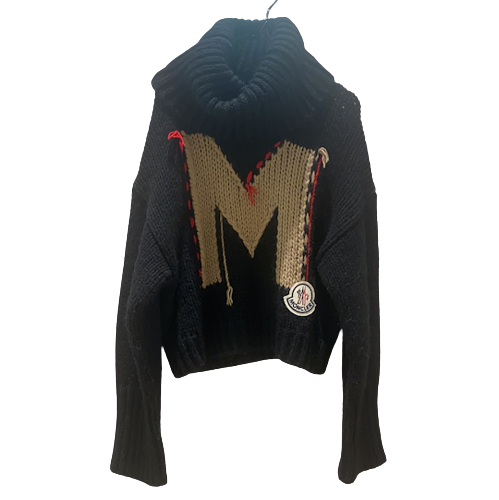 MONCLER モンクレール Mロゴ タートルネック ニット BLACK