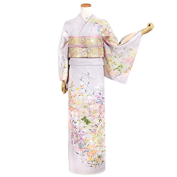 藤色に菊と四季花の訪問着（袷） | 宅配着物レンタルの京都かしきもの