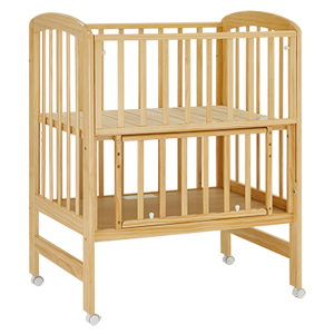 お世話用の扉が2箇所ある国産ハイポジション ミニベビーベッド