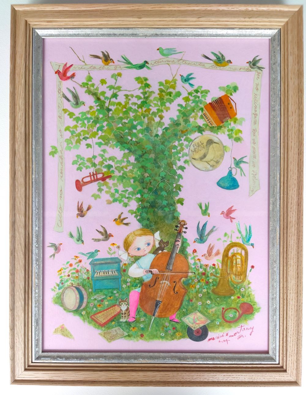 原画1点物】マリーニモンティー水彩画原画 本物直筆 Ecoute! 原画1点物