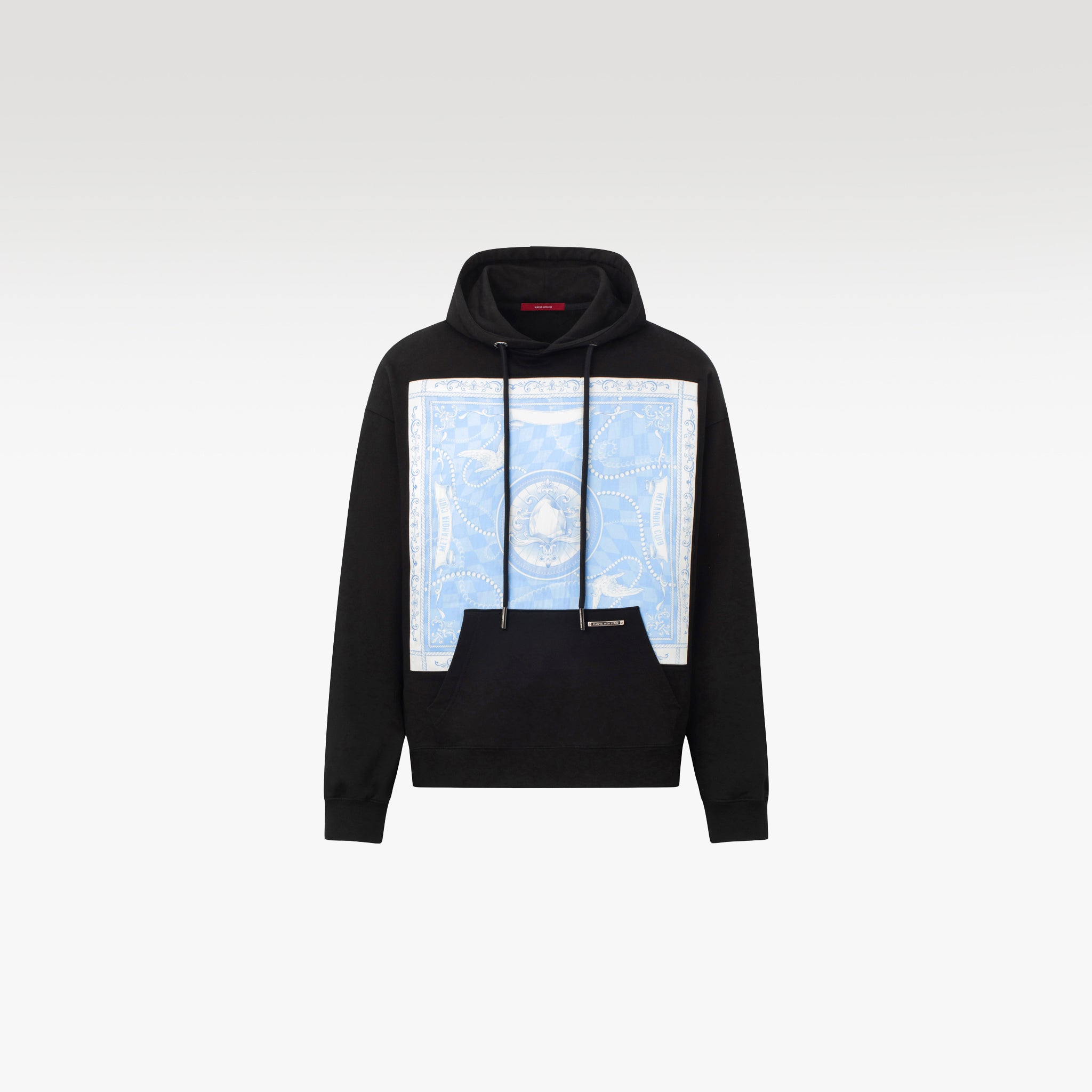 Meta Square Hoodie | Oversized French Terry Silk Panel Graphic
