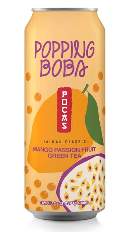 Pocas Popping Boba Mango Passion Fruit Green Tea 24/16.5 Oz