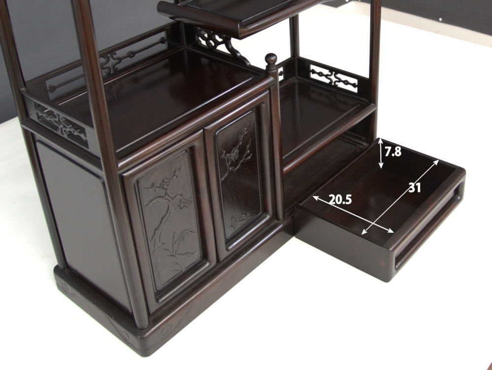 飾り棚: 花梨 筆返し6枚戸3尺棚 no.8613 / 唐木家具OSAKA