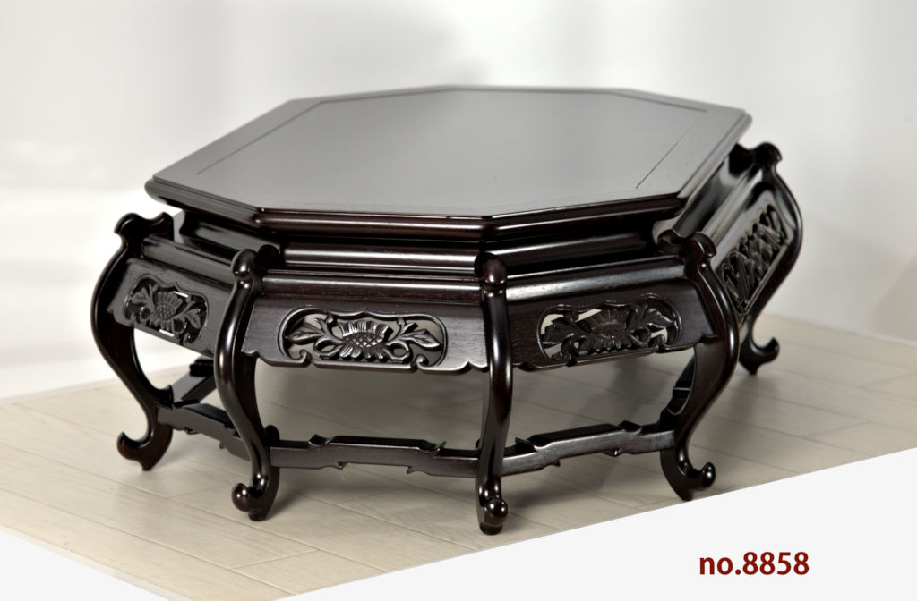 花台: 紫檀 史郎作 新八足 平台 巾56cm 大阪唐木指物工芸 no.8858