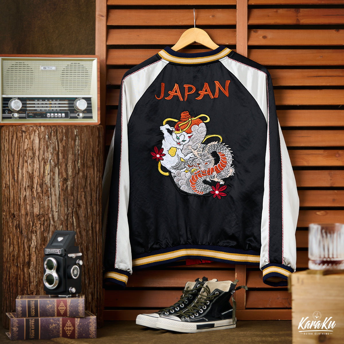 ロゴ＆ワッペン刺繍 中綿レザースタジャン – Karakubuy