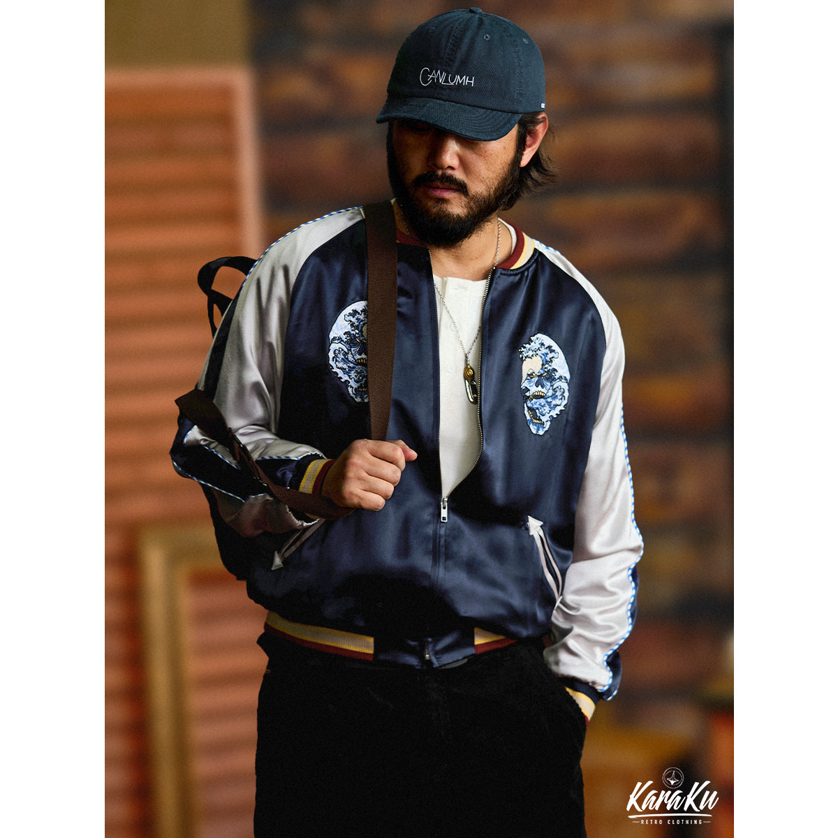 ロゴ＆ワッペン刺繍 中綿レザースタジャン – Karakubuy