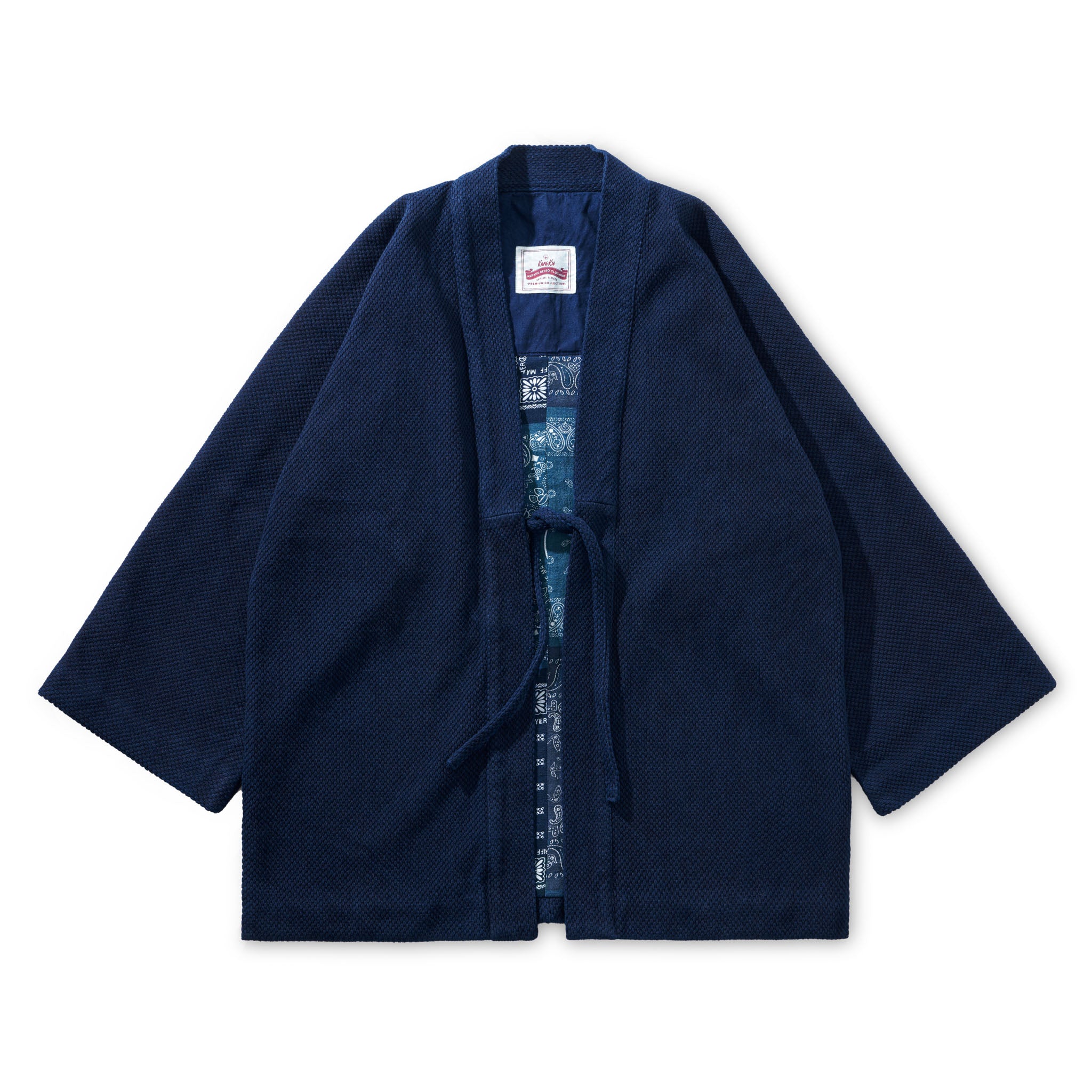 裏バンダナ柄 植物藍染刺し子半纏 – Karakubuy