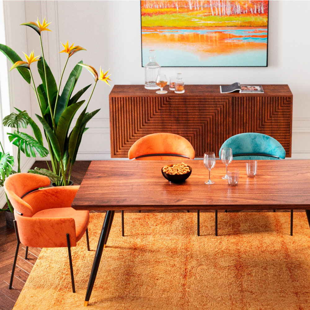 アレクシアベルベットオレンジ チェア * - ダイニングチェアの通販