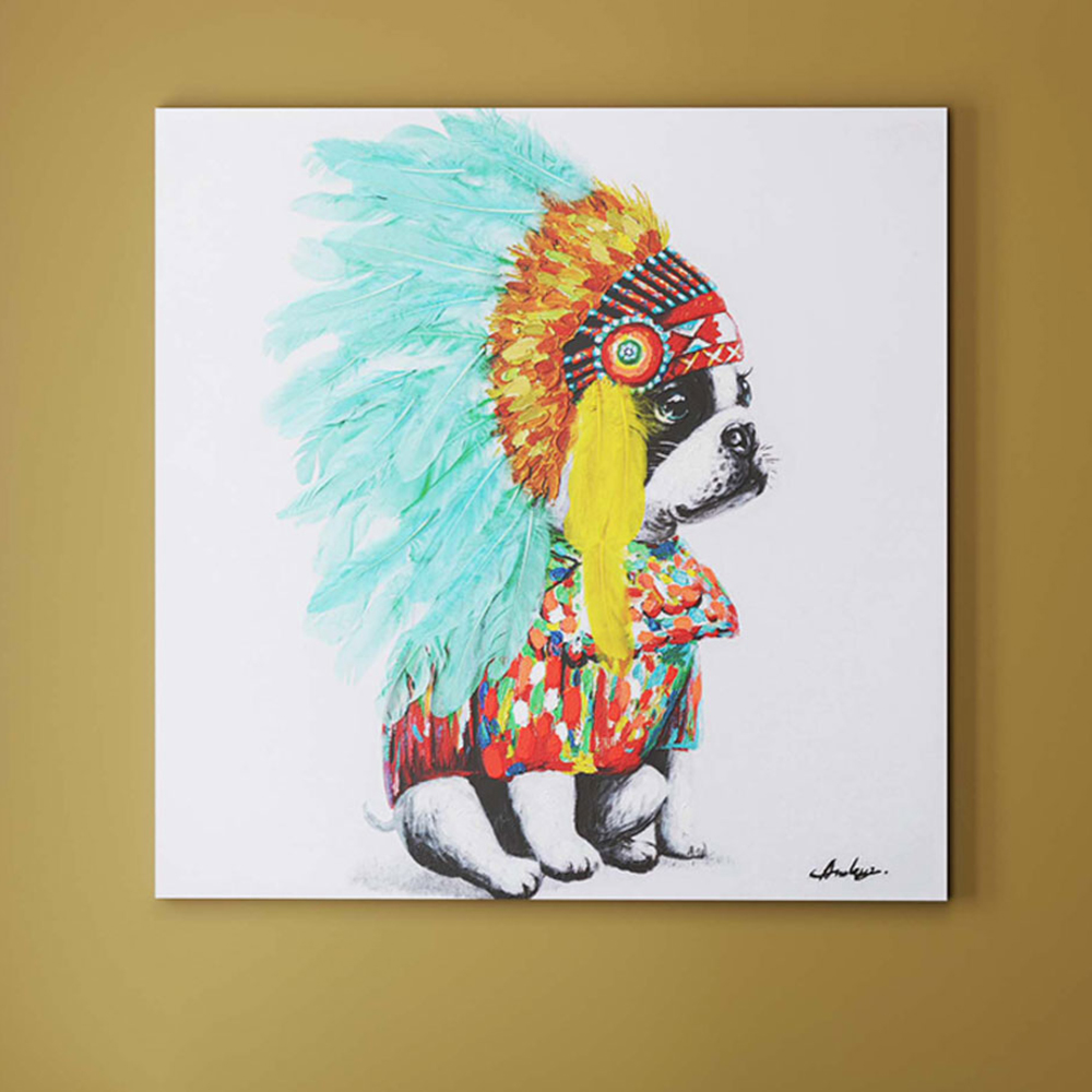 ヘッドドレスドッグ80×80cm キャンバスピクチャー ｜【KARE】ドイツの