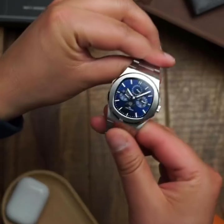 Triple Calendar Moonphase BLUE - KARL-LEIMON Watches