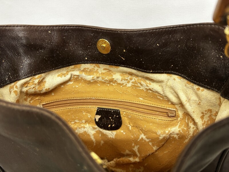 グッチ バンブーバッグ修理｜内側合皮の劣化・剥がれをシャンタン生地