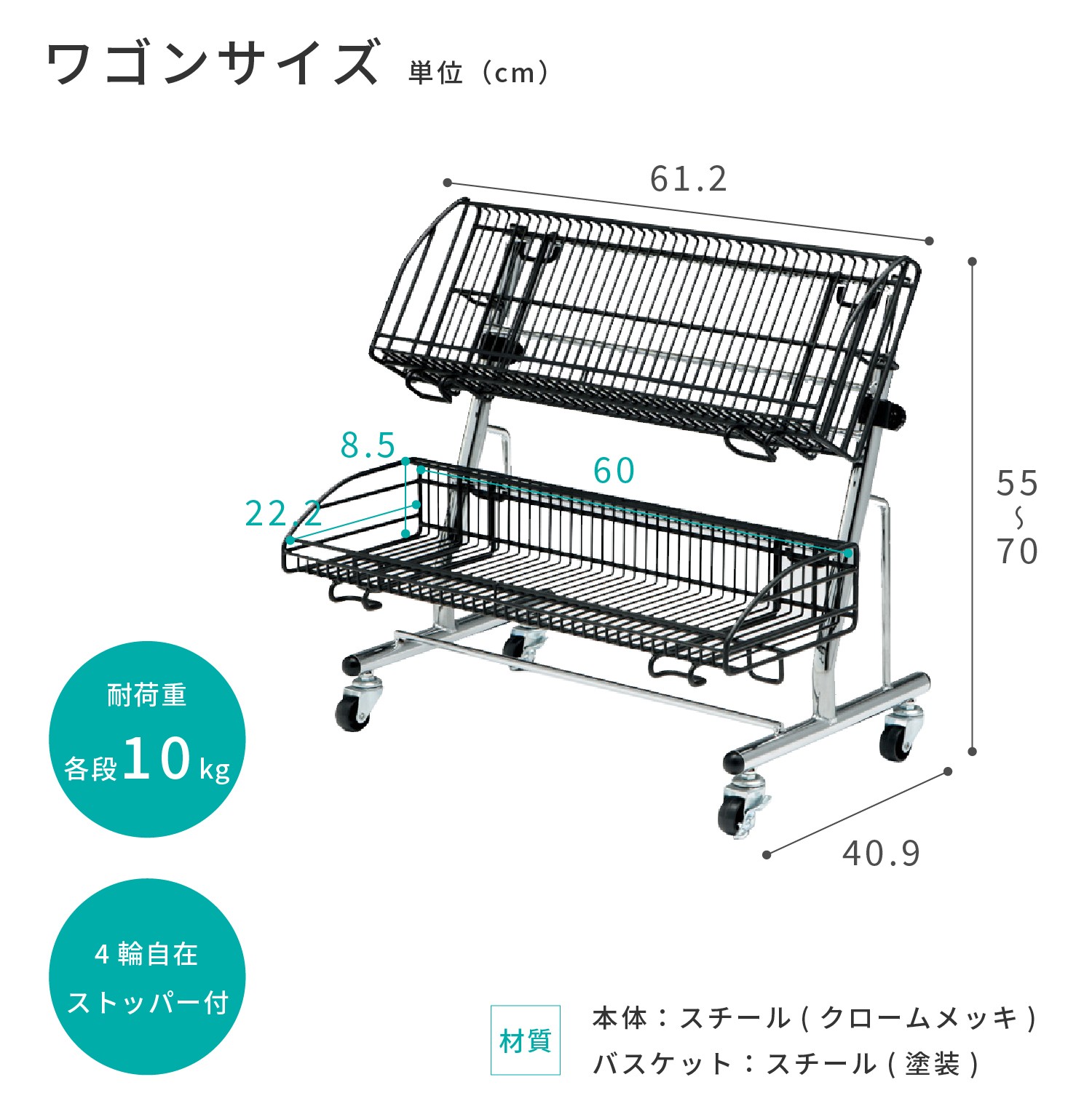 バスケットワゴンK70MC | カワジュン リテールソリューション事業部