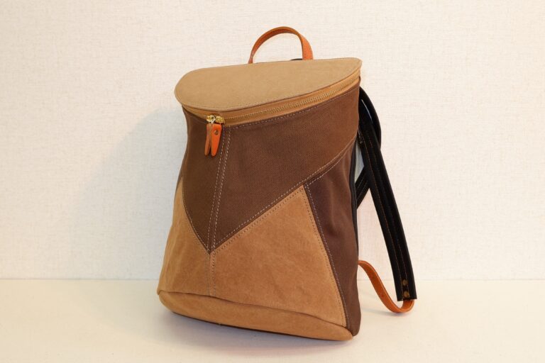 さるぼぼリュック 帆布 ブラウン×ベージュ×柿渋 | 河本商店 京都