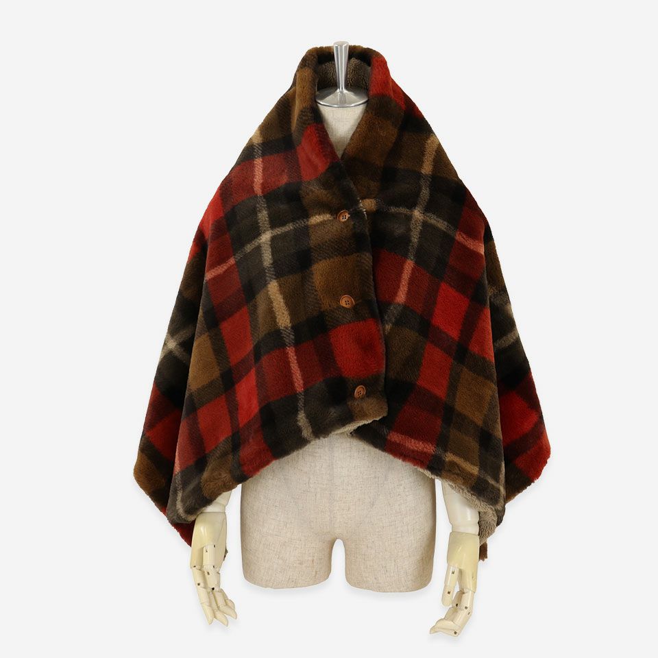 TAUKO（タウコ） チェックファーポンチョブランケット | 【公式】川島