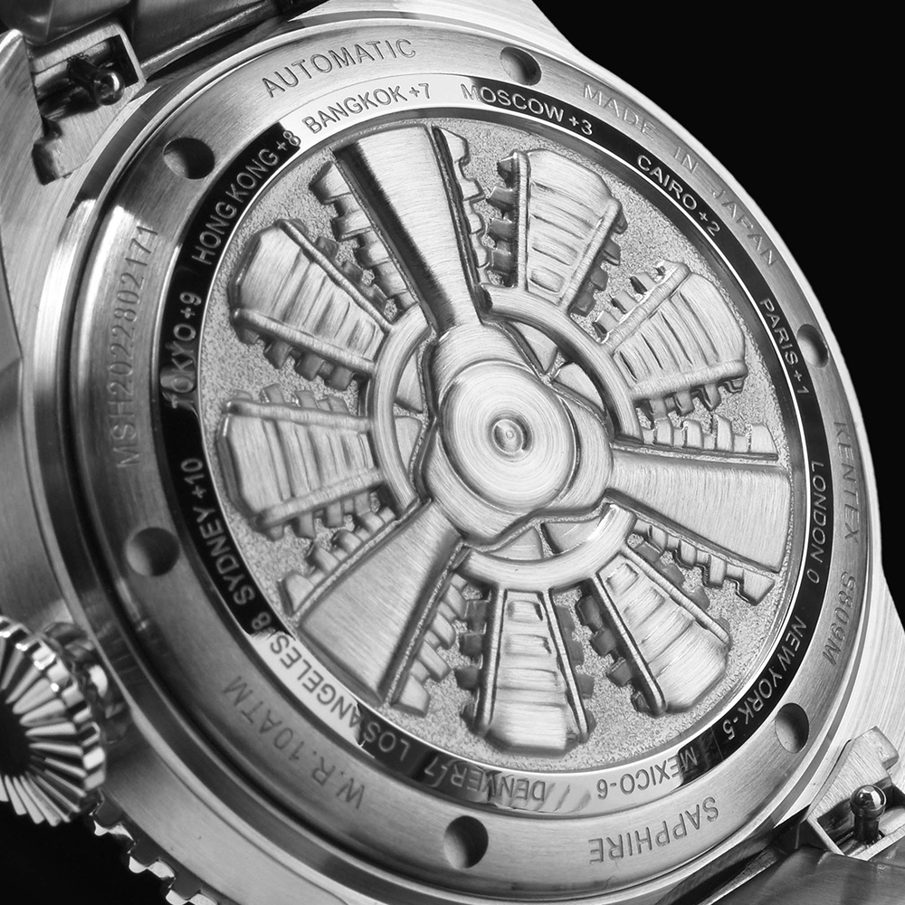 188本限定】KENTEX スカイマンGMT ブラックMOP／SKYMAN GMT Black