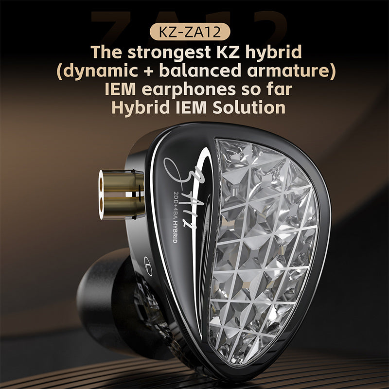 KZ ZA12】Hybrid 4BA+2DD In-ear Monitors Earphones HIFI Earbuds IEM