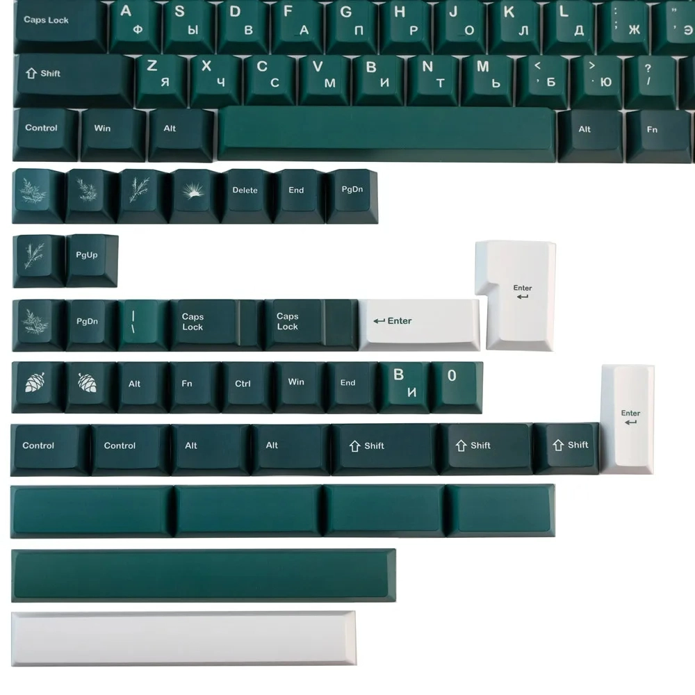 GMK Taiga Clone Keycaps Set Russian Green White Cherry PBT - Keysium
