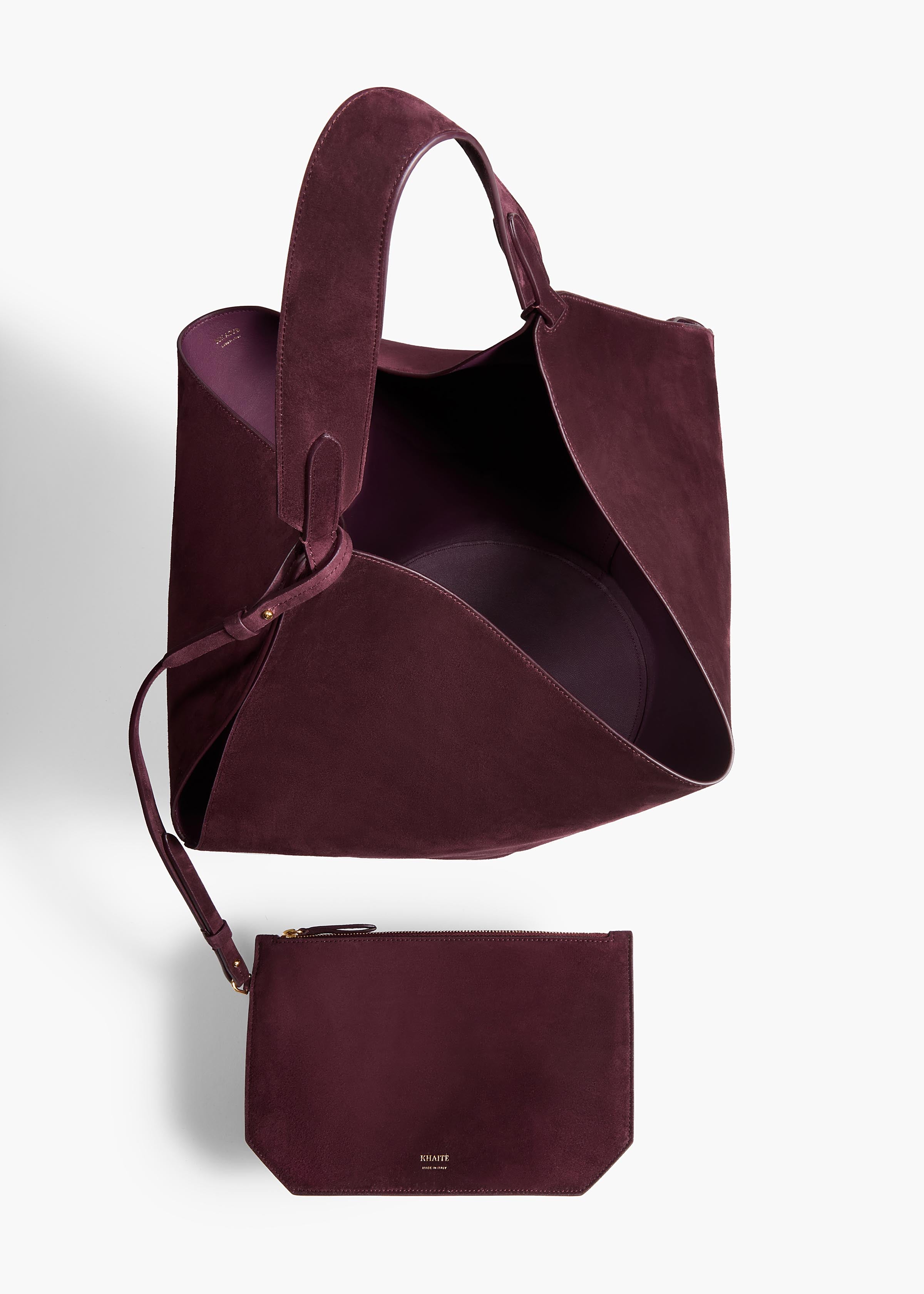 Medium Lotus Tote in Rouge Noir Suede – KHAITE