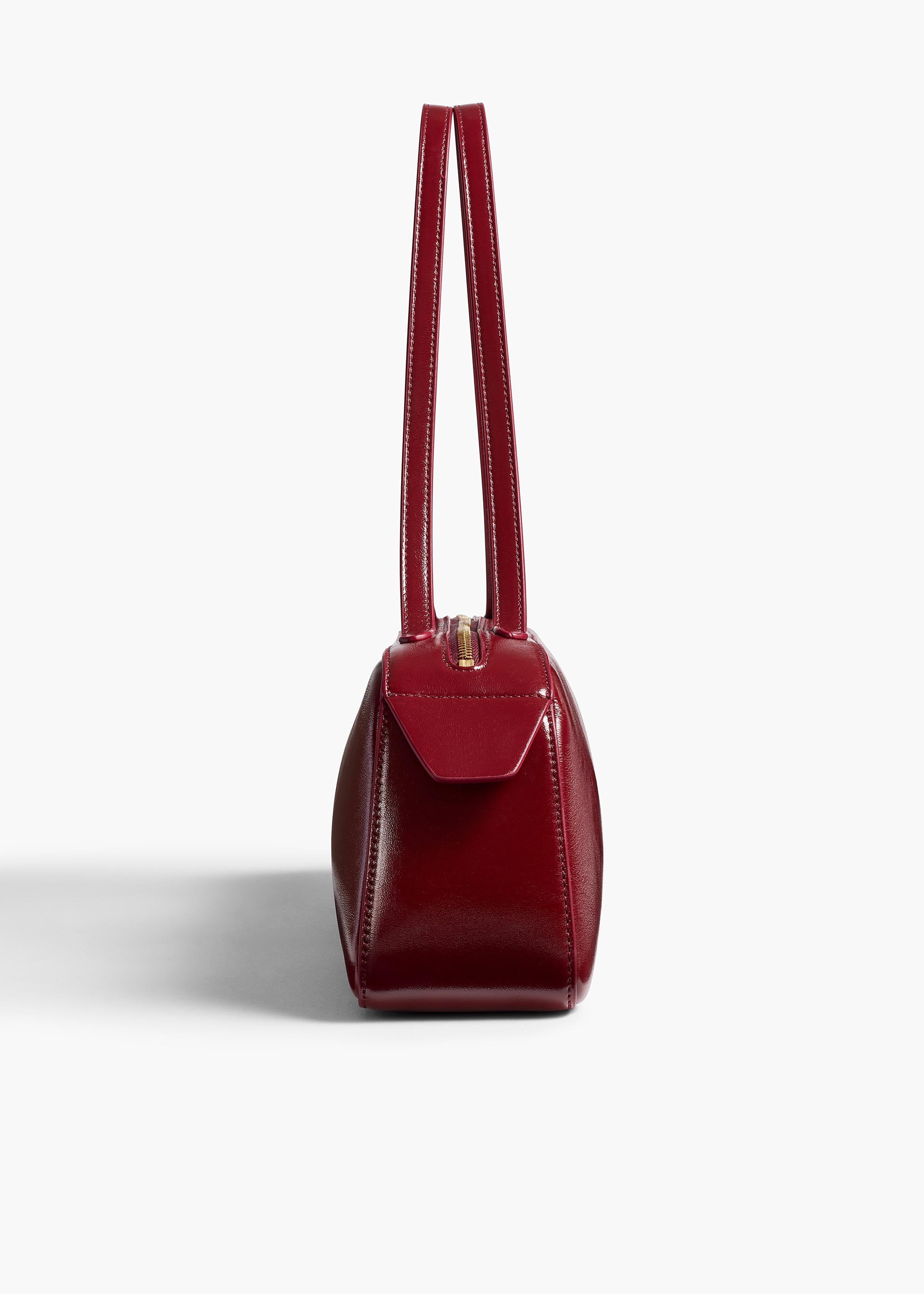 Simona Shoulder Bag in Oxblood Crackle Patent Leather – KHAITE