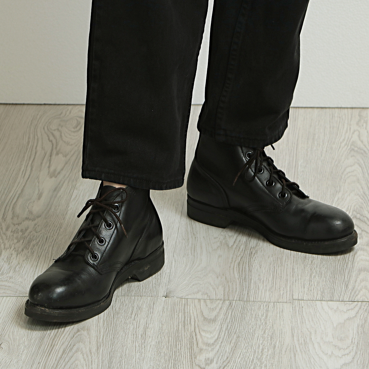 80s US NAVY セーフティ ミリタリー スチールトゥ チャッカブーツ 黒