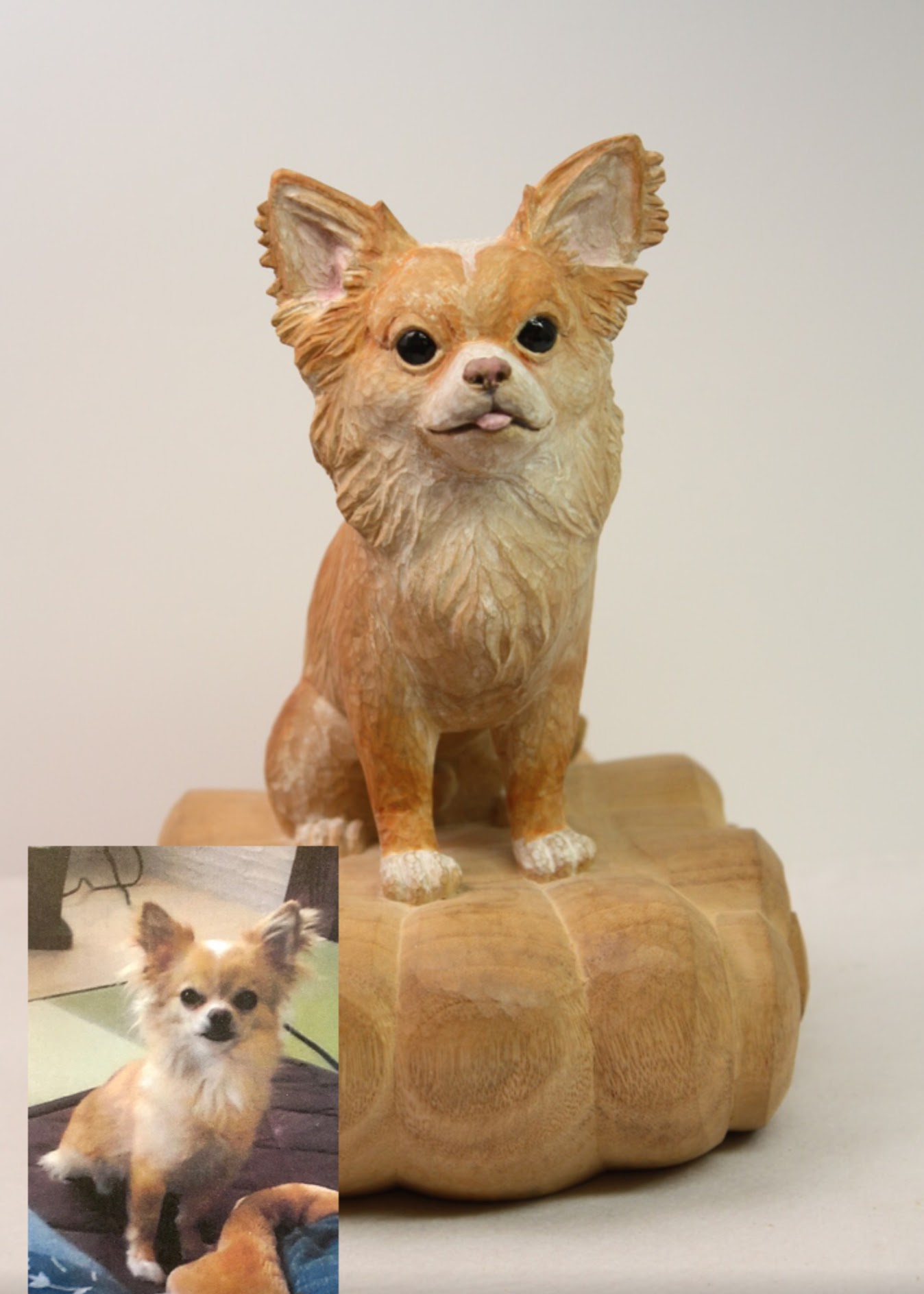 チワワのモック君の木彫を制作しました。
