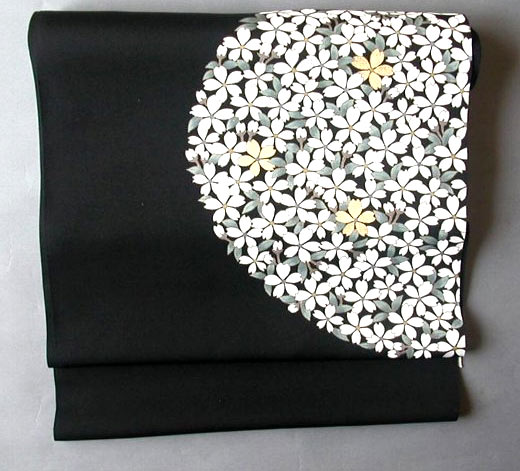 小粋な塩瀬の名古屋帯 半月取桜 - ピンクのきもの