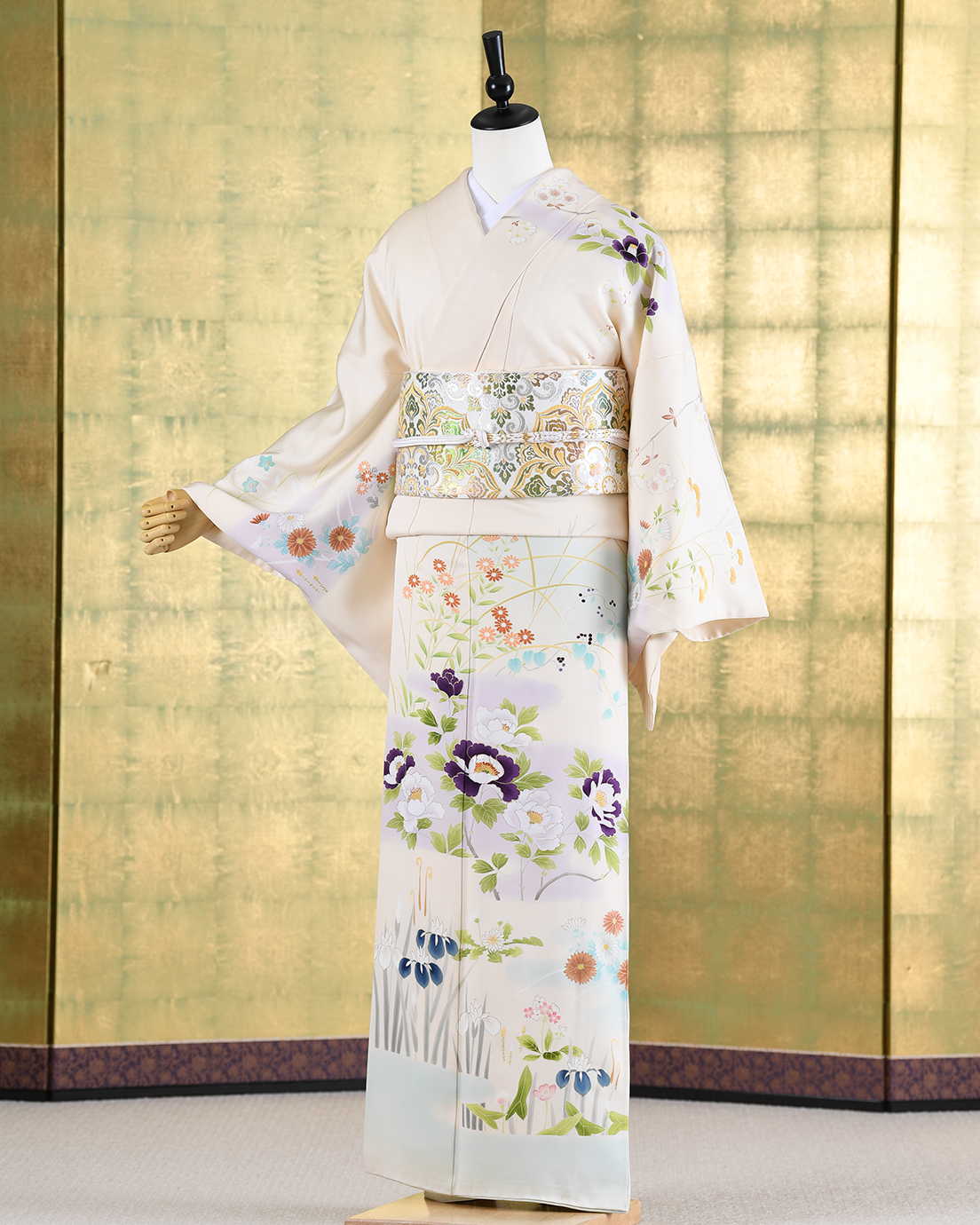 高級訪問着レンタル】h-440 成謙謹製 四季の花 LLサイズ 四季の花