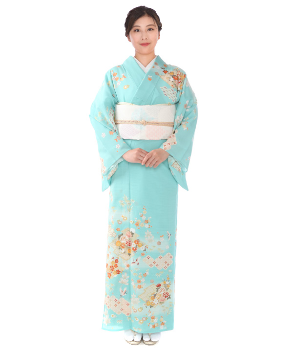 絽 訪問着レンタル（夏用）｜JAPAN STYLE 水色に吉祥文様｜H0354｜L