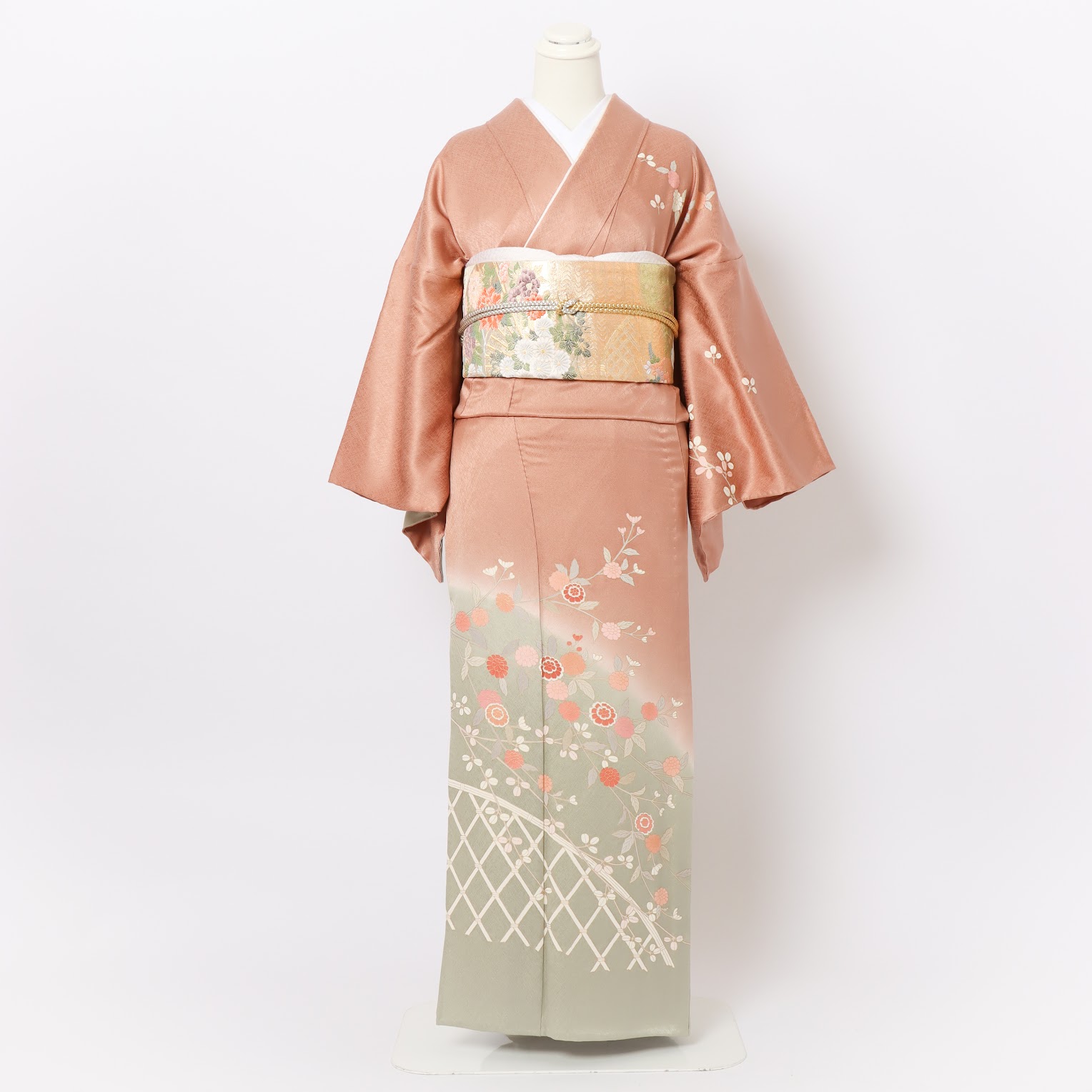 単衣訪問着 ピンクベージュ 花柄 0024HH 銀座店在庫 | KIMONO TOKYO TOSHIE