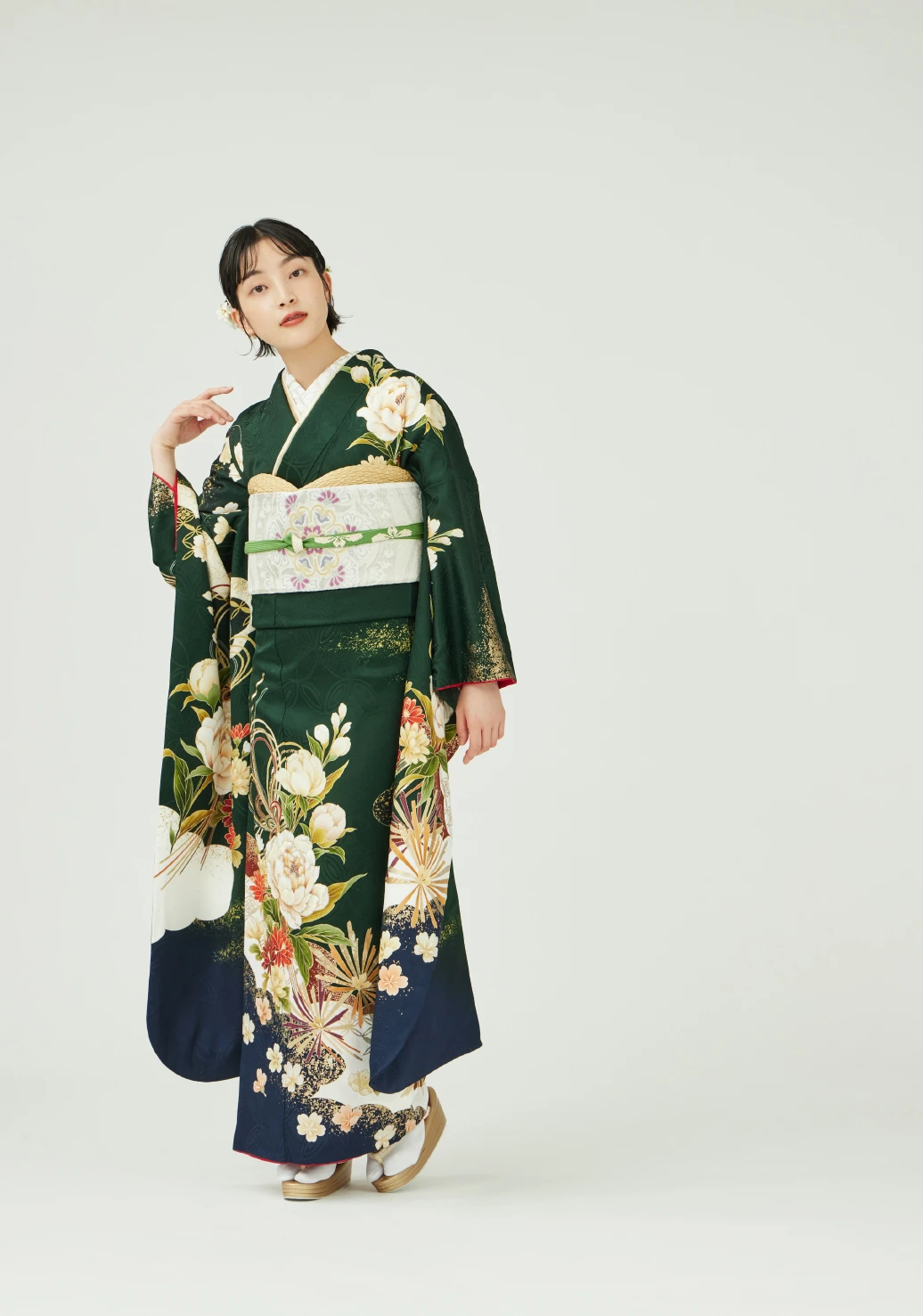 振袖／幸せ開く／緑 | 振袖レンタル·購入や成人式の着付けは「きもの