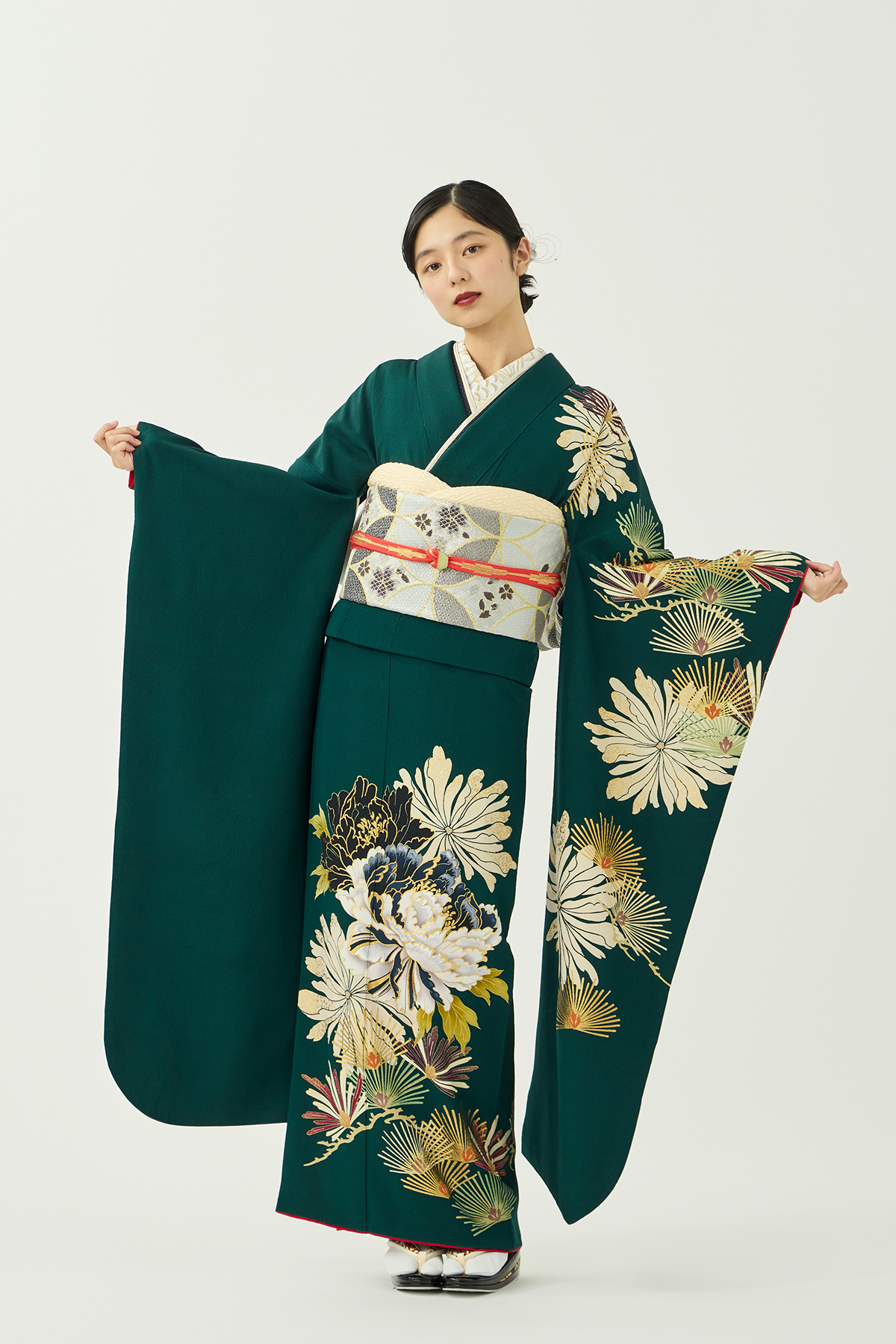 振袖／幸せ開く／緑 | 振袖レンタル·購入や成人式の着付けは「きもの