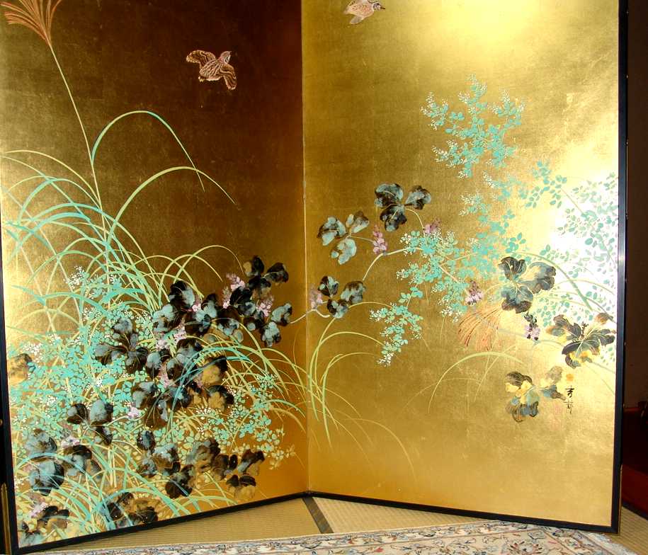 金屏風 日本画金屏風の製造/通信販売(通販) 御子柴屏風店