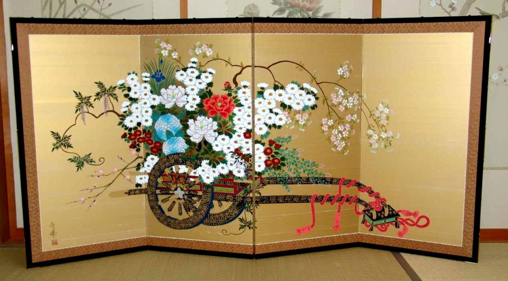 金屏風 日本画金屏風の製造/通信販売(通販) 御子柴屏風店
