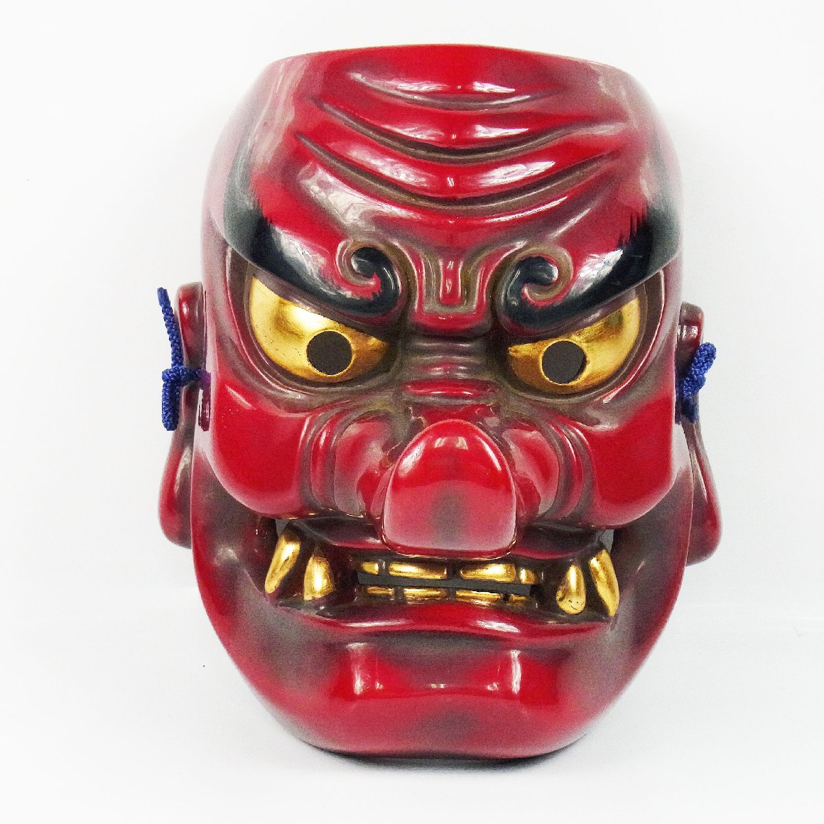 能面 神楽面 鬼 木彫り 作家物 民芸 木彫り神楽面 鬼 鬼の神楽面