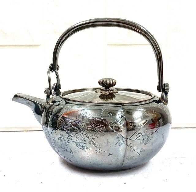 純銀製 純銀細工 植物模様 銀瓶 急須 茶器 茶道具 – キングラム