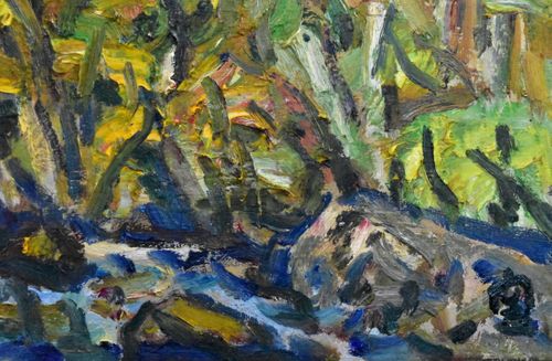 関四郎五郎 「秋の焼岳」 油彩 F8号 豪快！爽快！躍動感！ 圧倒の