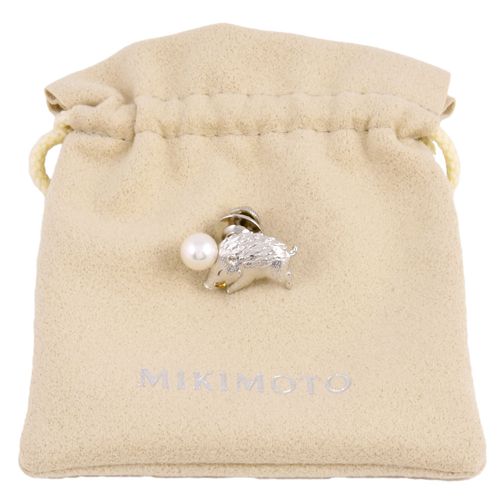 ミキモト MIKIMOTO イノシシ ブローチ シルバー パール 7.0mm K18