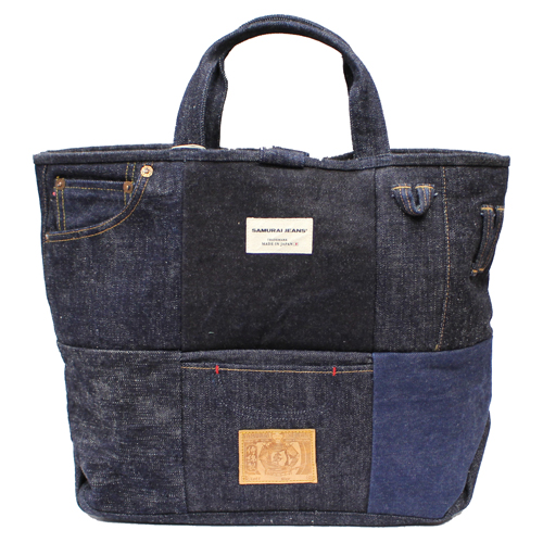 サムライジーンズリメイクデニムトートバッグ