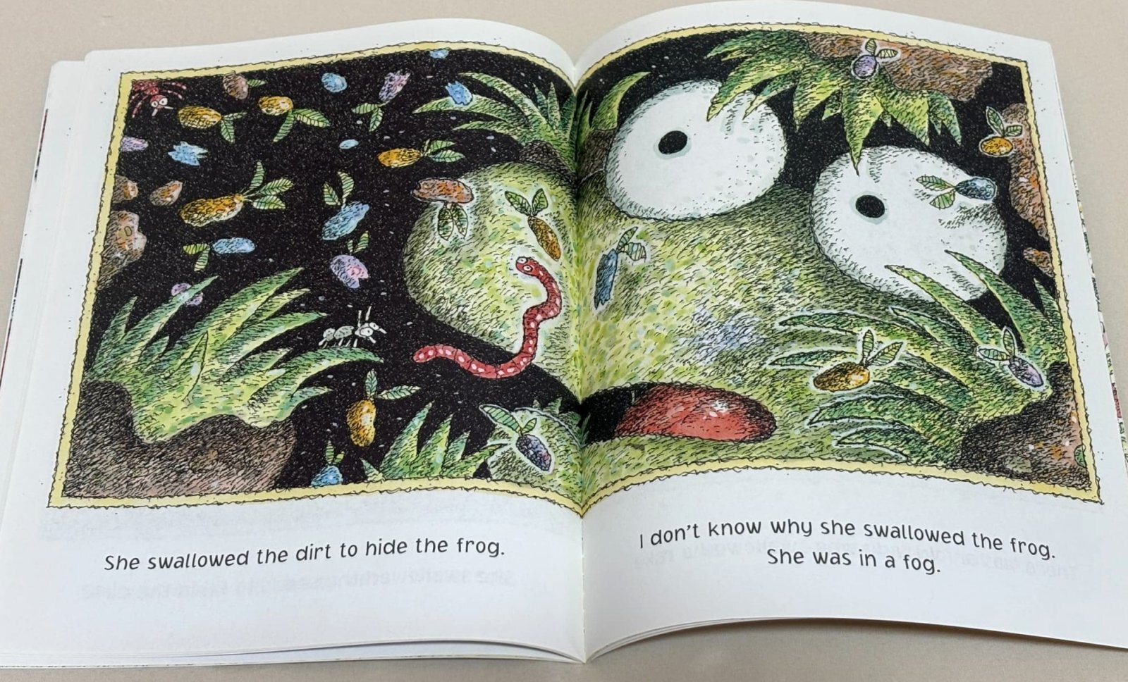 英語絵本】There Was an Old Lady Who Swallowed a Frog!｜春・庭