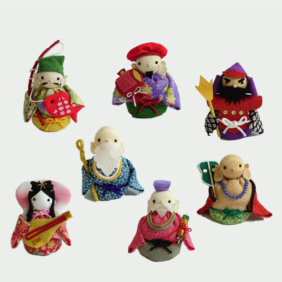 ちりめん細工キット 開運縁起の七福神人形 |生地 和柄/和布/ちりめん