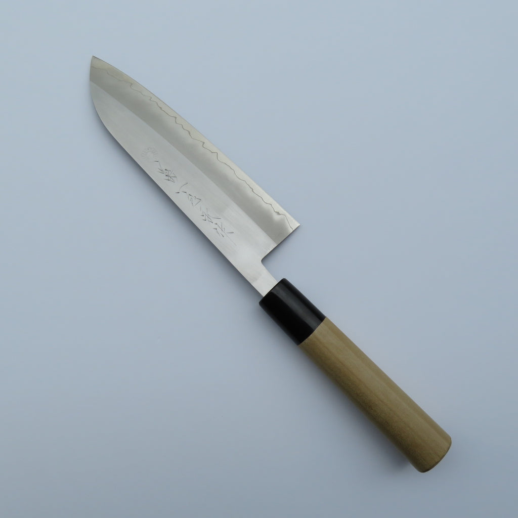 WH ステンレス鋼 三徳包丁＜朴水牛柄＞ – 菊一文珠四郎包永（きくいち