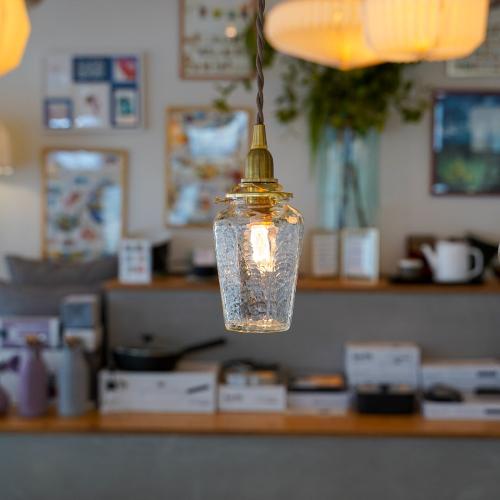 安土草多 ペンダントライト 照明 吹きガラス 八角瓶（クラック