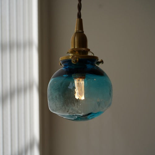 安土草多 ペンダントライト 照明 吹きガラス 角瓶（クリア