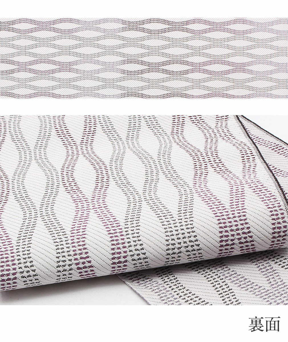 博多帯 半幅帯 本場筑前博多織 協和織工場 ＜紫／丸菊＞ 日本製 正絹