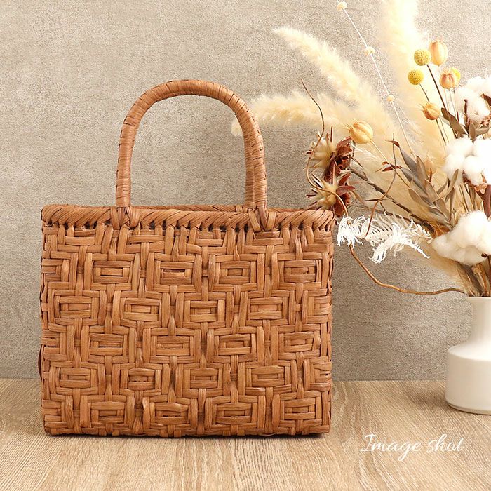 山葡萄 かごバッグ 山葡萄かごバッグ 巾着 連続桝網代編み 大人