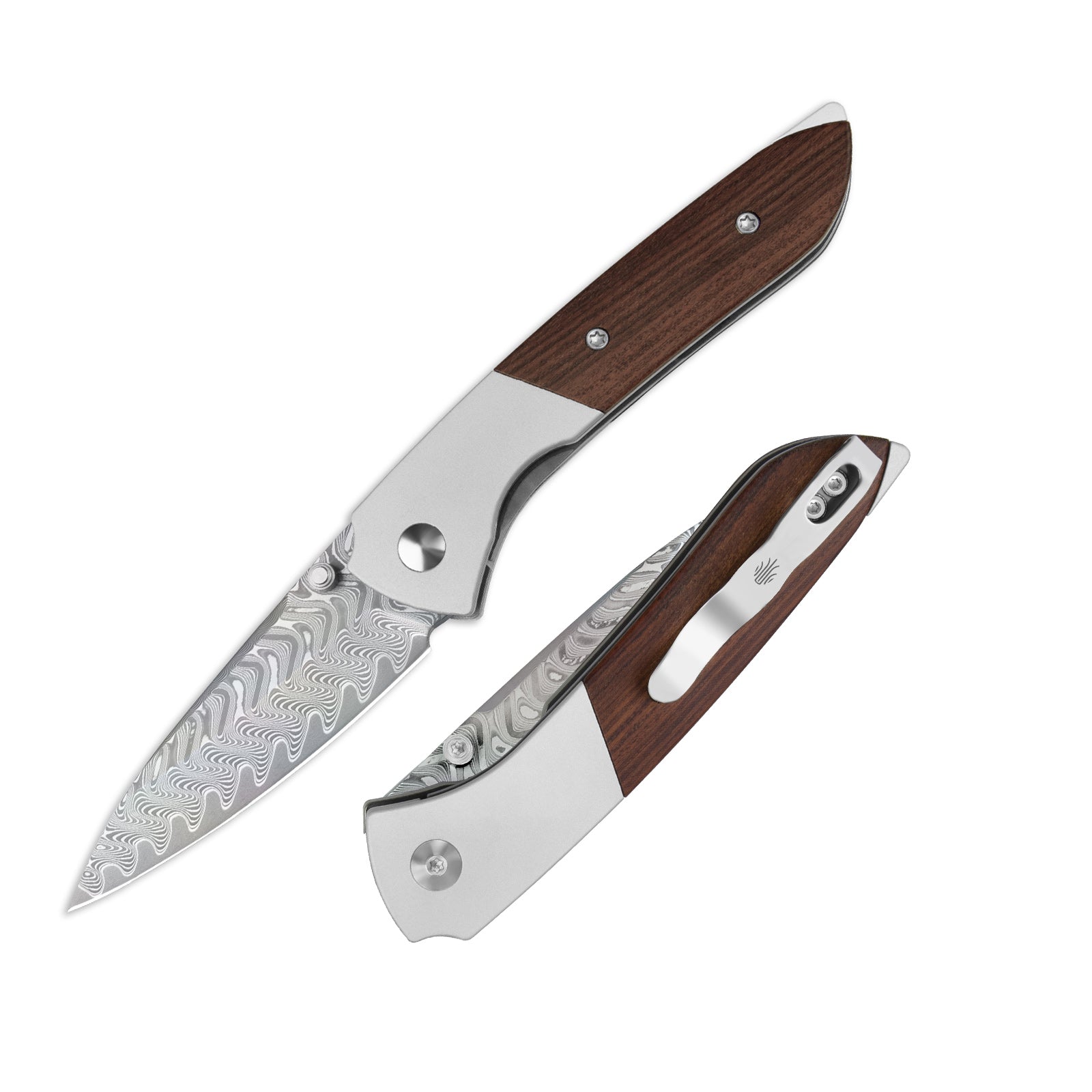 Spitfire 3.13 inch Damascus Steel Aluminum & Mkuruti Wood V3690A4