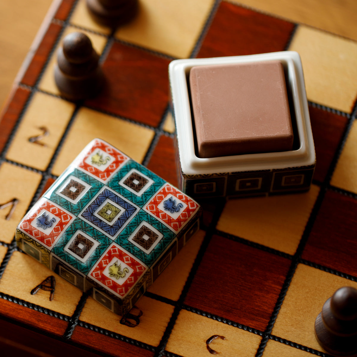 江戸後期 青九谷 特大沈香壷 木箱付 高さ約45㎝ 東Y7-1209☆2Fタルサ