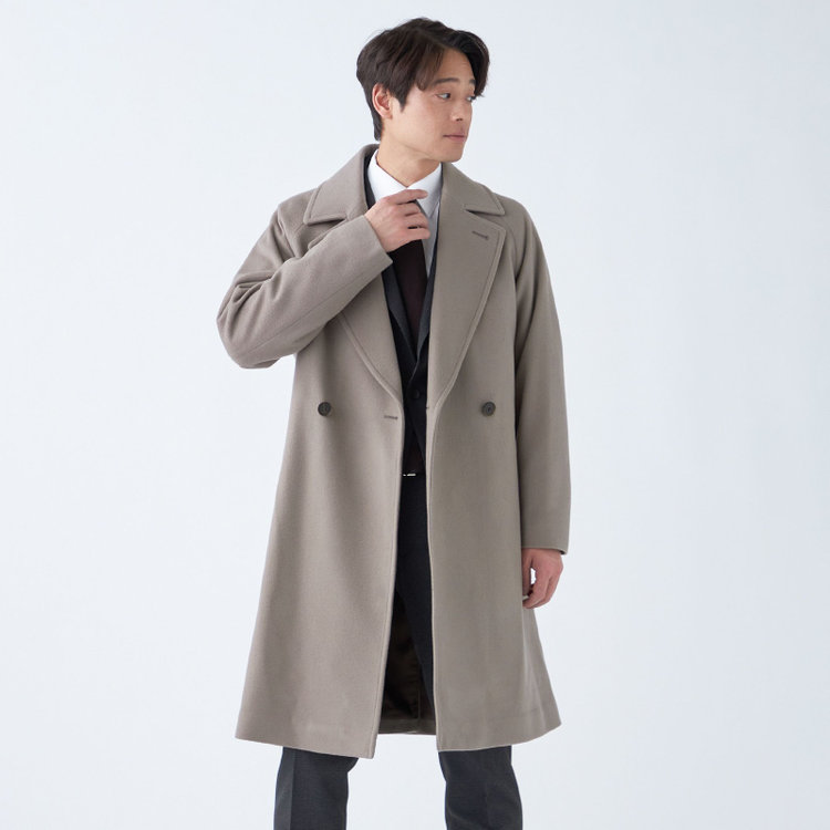 PATRIZIO LORENTINI】ウールダブルラグランベルテッドコート