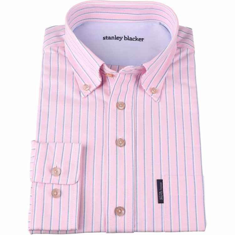 stanley blacker new york】【長袖】ボタンダウンシャツ/ピンク
